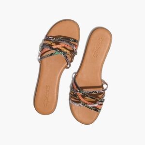Madewell The Tracie Crisscross Slide Sandal in Snake Embossed Leather, Size 5.5